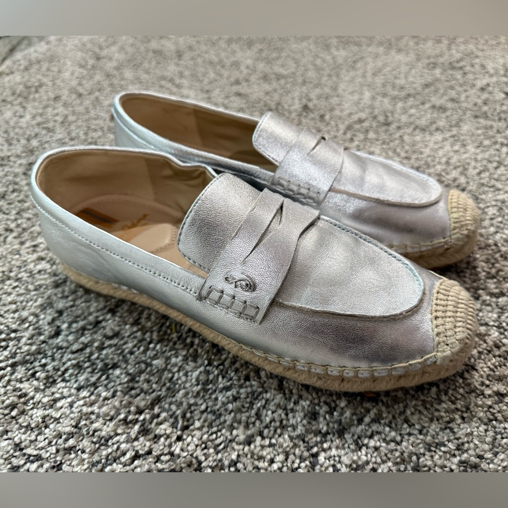 Sam Edelman Kai soft silver metallic espadrille flat loafers, size 7 - Picture 2 of 10